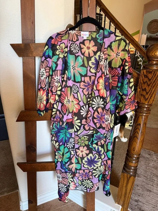 LuLaRoe Multicolor Floral Swim Coverup Kimono - Picture 1 of 2